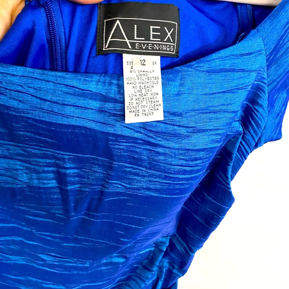 Alex Evening Rushed Evening Gown—Sapphire Blue